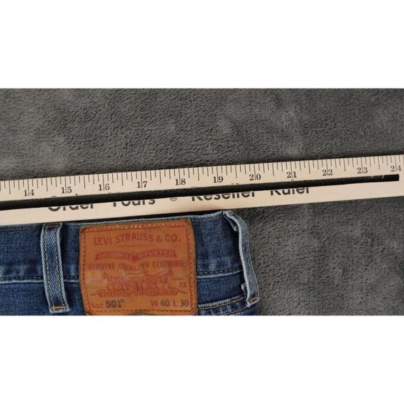 Levi's 501 Premium Denim Jeans Size 40‎ x 30 High Waist Button Fly Straight Leg - Picture 13 of 16